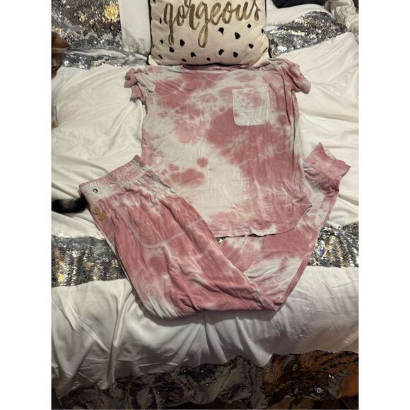 Small(S)Lates by Kate intimates tie dye pajama lounge set crewneck joggers Pjs - Picture 3 of 8